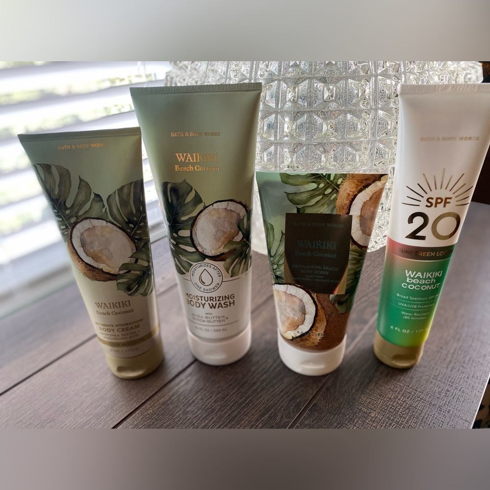 Bath & Body Works WAIKIKI Beach Coconut Collection Set Lot of 4 NEW